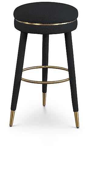 Meridian Coral Boucle Fabric Bar Stool in Black Boucle Fabric 724Black