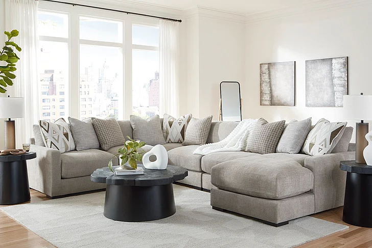 Aslan Court 6-Piece Sectional with Chaise in Flax