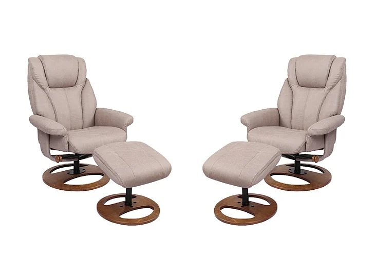 BenchMaster Lyric Scandinavian Swivel Recliner & Ottoman in Light Grey 7844-HE510-23B-46 (Set of 2)