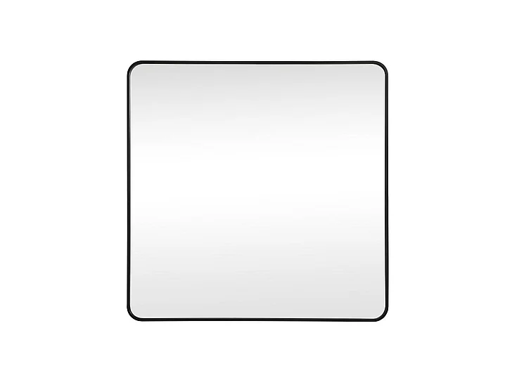 Elegant Soft Corner Metal Square Mirror 42X42 In. in Black MR804242BK