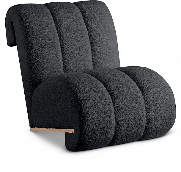 Meridian Swoon Faux Sheepskin Accent Chair in Black Faux Sheepskin 571Black