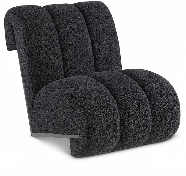 Meridian Swoon Faux Sheepskin Accent Chair in Black Faux Sheepskin 572Black