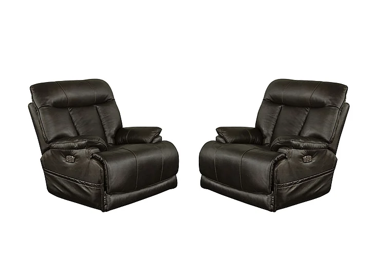 Catnapper Furnture Naple Power Headrest Power Lay Flat Recliner w/ Extended Ottoman in Chocolate (Set of 2)