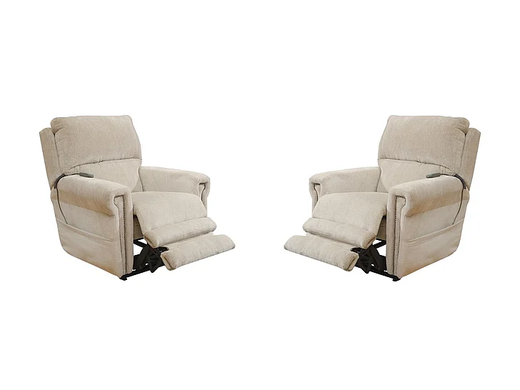 Catnapper Warner Power Headrest w/Lumbar Power Lay Flat Recliner in Putty 764862 (Set of 2)