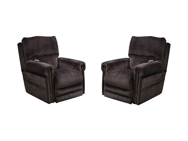 Catnapper Warner Power Headrest w/Lumbar Power Lay Flat Recliner in Slate 764862 (Set of 2)