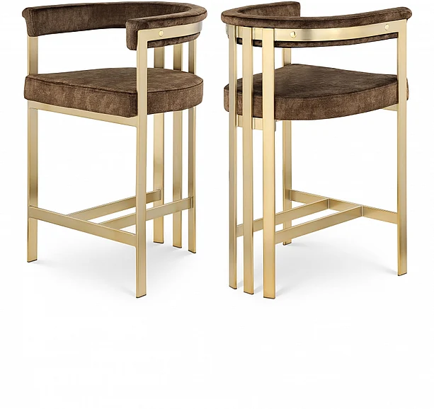 Meridian Marcello Counter Stool in Brown Velvet 596Brown-C