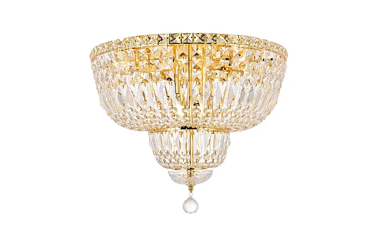 Elegant Tranquil 10 Light Gold Flush Mount Clear Royal Cut Crystal V2528F20G/RC
