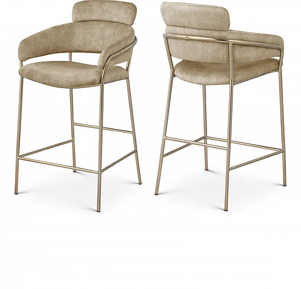 Meridian Yara Velvet Counter Stool in Beige Velvet 550Beige-C