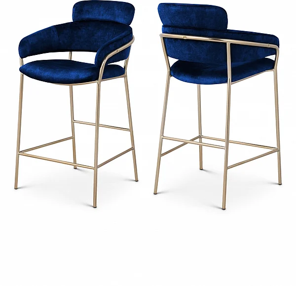 Meridian Yara Velvet Counter Stool in Navy Velvet 550Navy-C