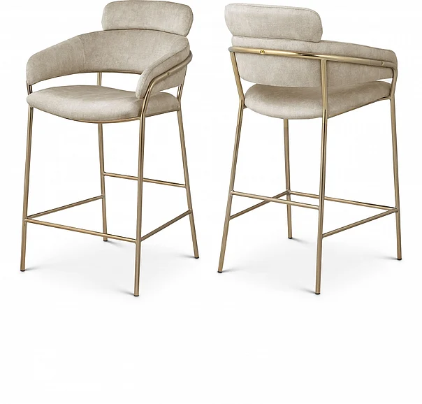 Meridian Yara Velvet Counter Stool in Stone Velvet 550Stone-C