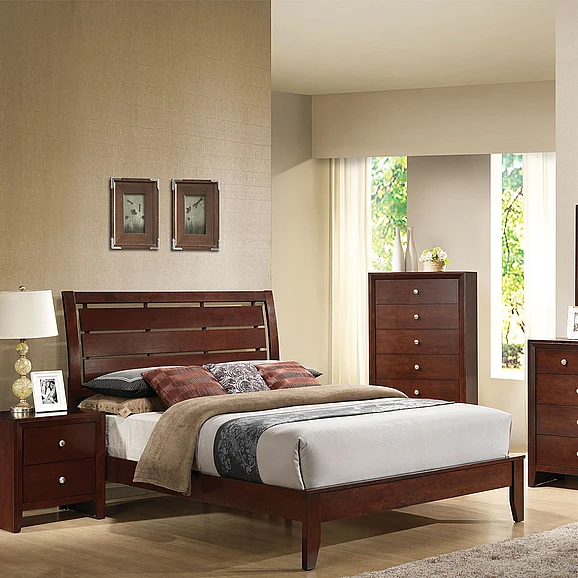 ACME Ilana Eastern King Bed in Brown Cherry Finish 20397EK