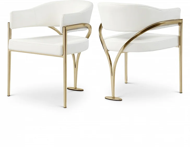 Meridian Madelyn Faux Leather Dining Chair in Cream Faux Leather 553Cream-C