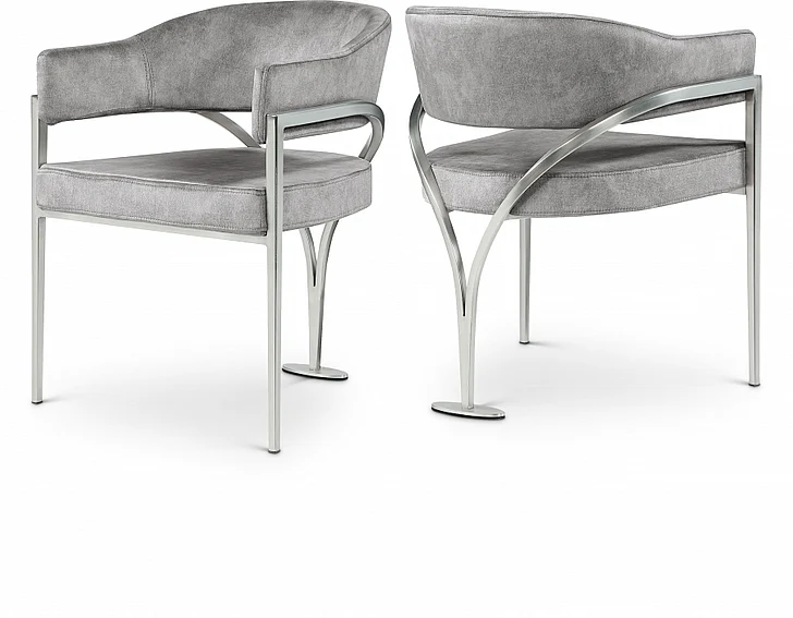 Meridian Madelyn Velvet Dining Chair in Grey Velvet 554Grey-C