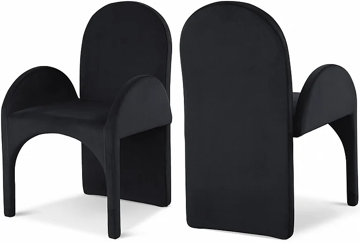 Meridian Summer Velvet Dining Arm Chair in Black Velvet 803Black-AC