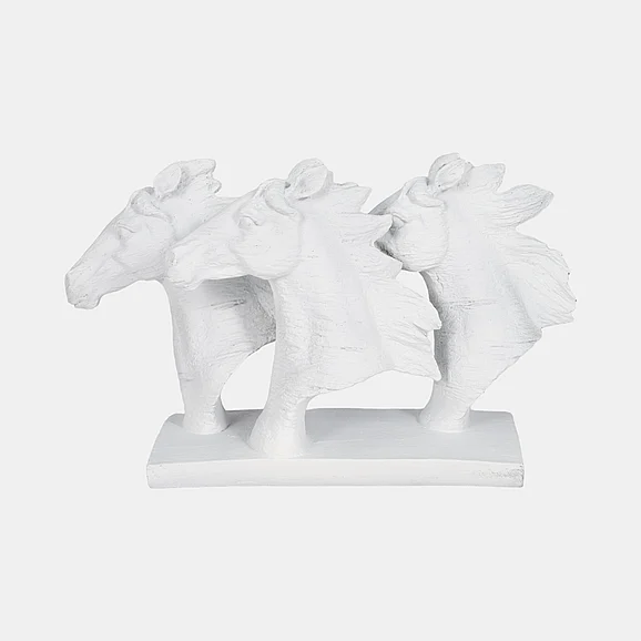 Sagebrook Home 16" Horse Heads Sculpture Rough Texture, White 20430