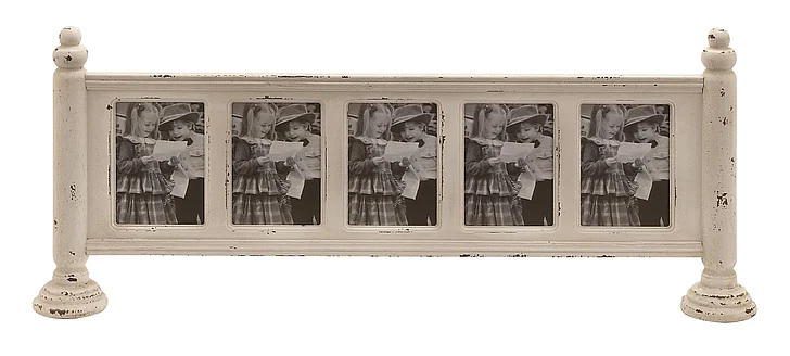 UMA White Wood 5 Slot Photo Frame, 36" x 4" x 15" | 20430 CLOSEOUT