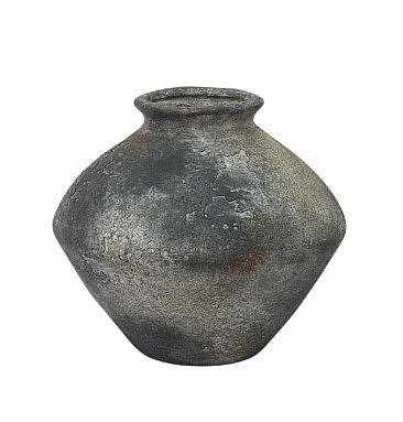 Uma Dark Gray Ceramic Antique Style Textured Decorative Vase 20455