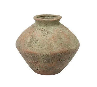 Uma Beige Ceramic Antique Style Textured Decorative Vase 20456