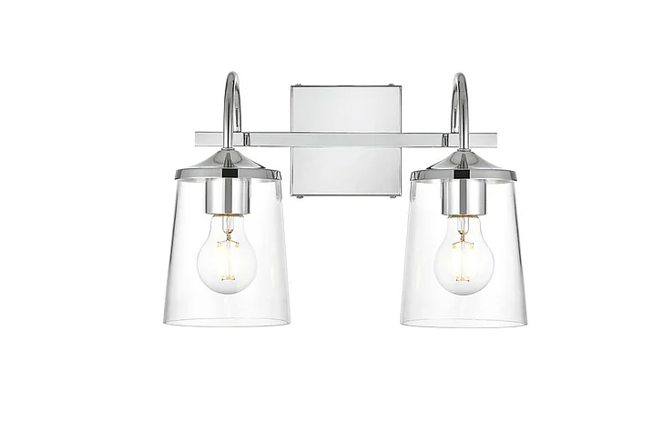 Elegant Avani 2 Light Chrome and Clear Bath Sconce LD7313W14CH CLOSEOUT