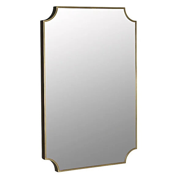 Noir Furniture Convexed Mirror, Steel in Antique Brass GMIR157MB