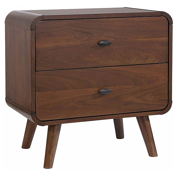 Coaster Furniture Robyn Mid-Century Modern 2 Drawer Nightstand in Dark Walnut 205132