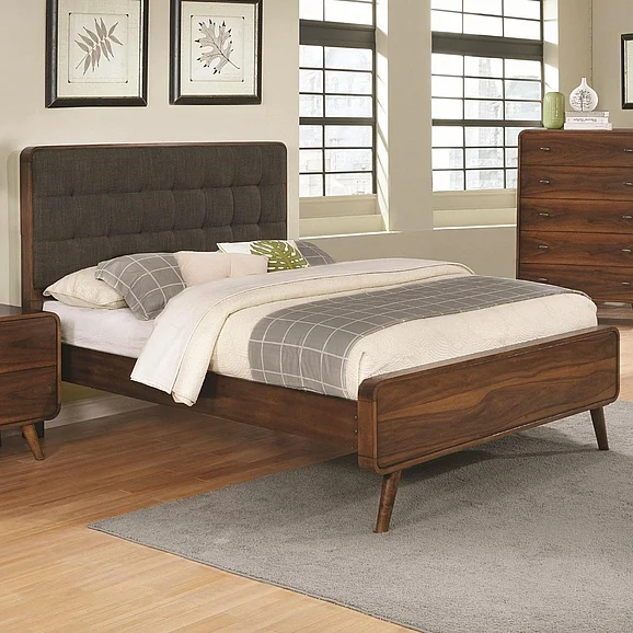 Coaster Furniture Robyn Eastern King Platform Bed with Tufted Upholstered Headboard in Dark Walnut