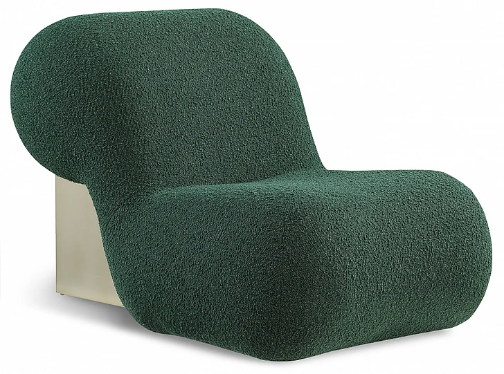 Meridian Quadra Boucle Fabric Accent Chair in Green Fabric 589Green