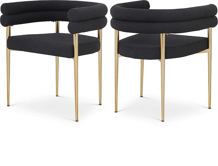 Meridian Brielle Boucle Fabric Dining Chair in Black Fabric 804Black-C