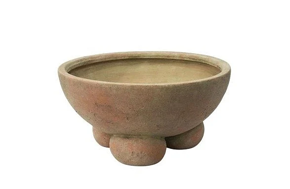 Uma Beige Ceramic Large Decorative Bowl with Three Round Legs 20520