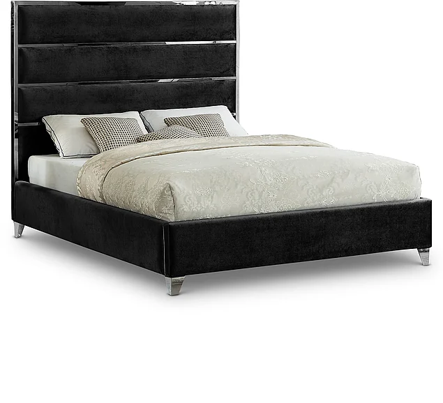 Meridian Zuma Velvet King Bed in Black Velvet ZumaBlack-K