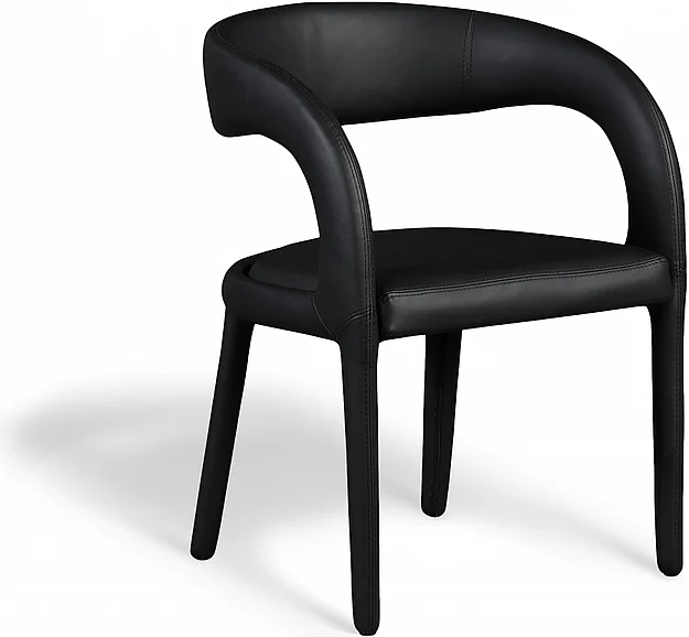 Meridian Sylvester Faux Leather Dining Chair in Black Faux Leather 987Black-C