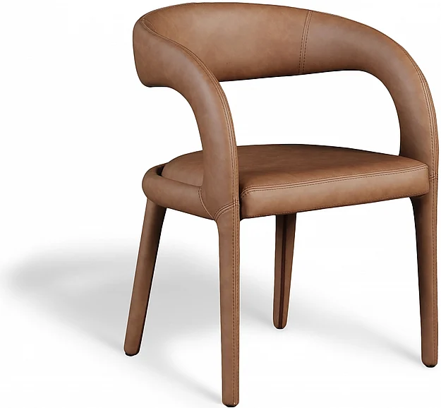 Meridian Sylvester Faux Leather Dining Chair in Brown Faux Leather 987Brown-C