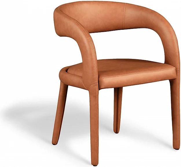 Meridian Sylvester Faux Leather Dining Chair in Cognac Faux Leather 987Cognac-C