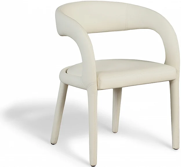 Meridian Sylvester Faux Leather Dining Chair in Cream Faux Leather 987Cream-C