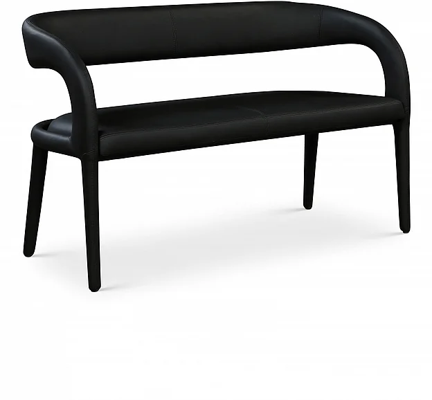 Meridian Sylvester Faux Leather Bench in Black Faux Leather 988Black