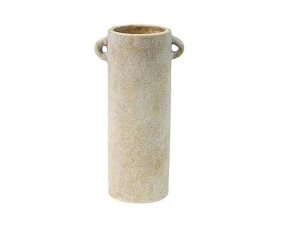Uma Ceramic Antique Style Washed Decorative Vase with Handles in Cream 20578