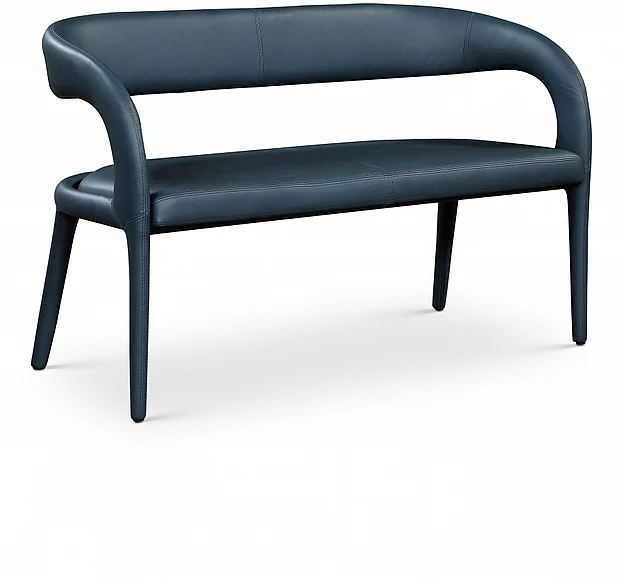 Meridian Sylvester Faux Leather Bench in Navy Faux Leather 988Navy