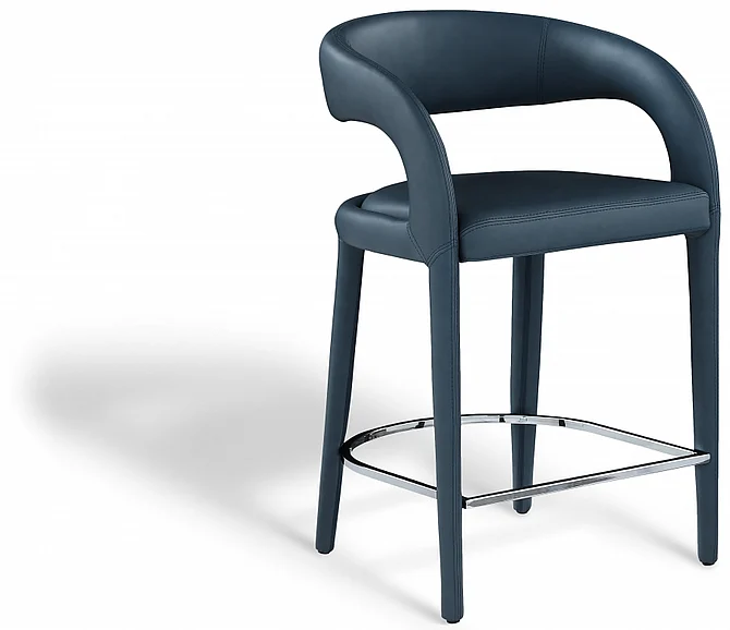 Meridian Sylvester Faux Leather Counter Stool in Navy Faux Leather 989Navy-C