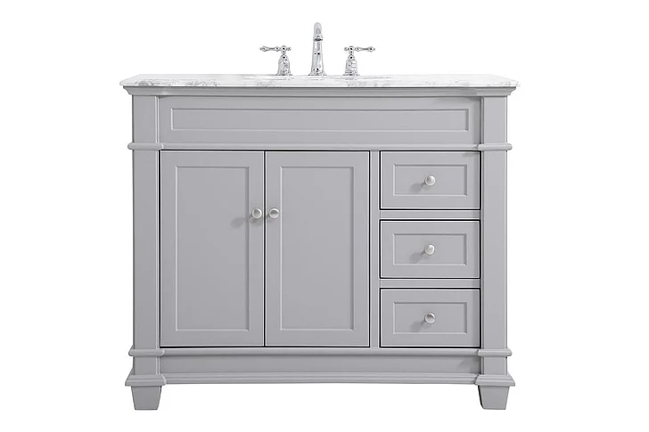 Elegant 42 In. Single Bathroom Vanity Set in Grey VF50042GR