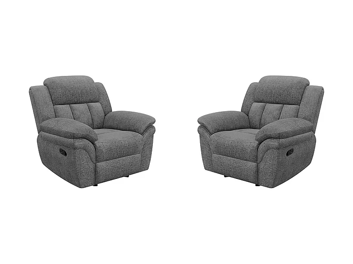 Coaster Furniture Bahrain Upholstered Glider Recliner in Gray 609543 (Set of 2)