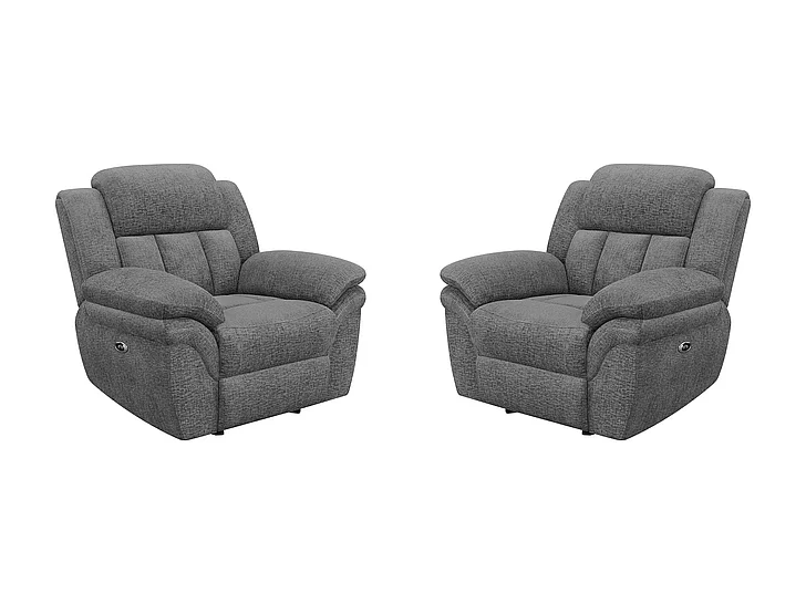 Coaster Furniture Bahrain Upholstered Power Glider Recliner in Gray 609543P (Set of 2)
