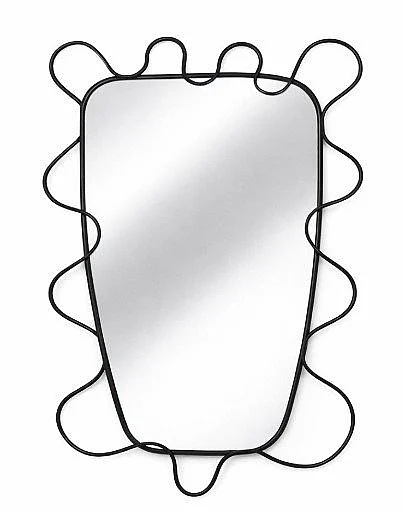 Uma Black Metal Room Wall Mirror with Wavy Edges 20604