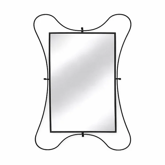 UMA Metal Room Wall Mirror with Rounded Edges in Black 20606