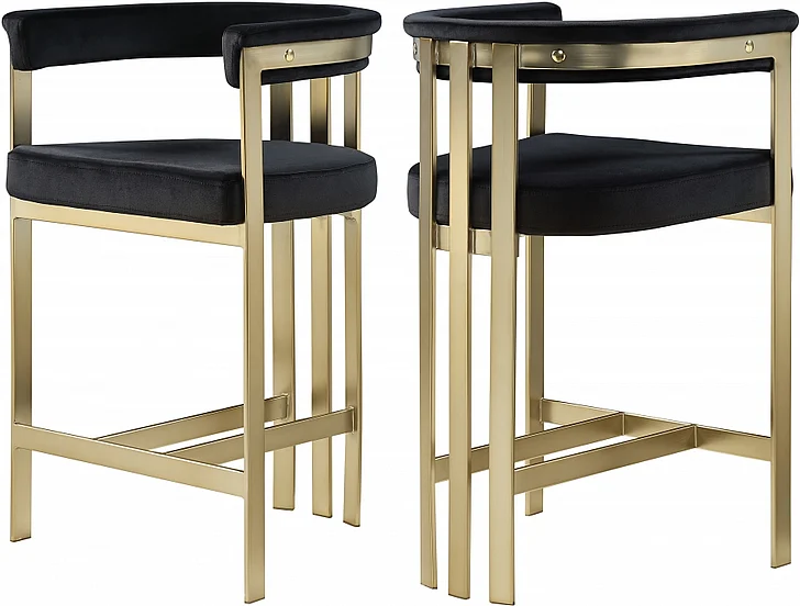 Meridian Marcello Counter Stool in Black Velvet 596Black-C