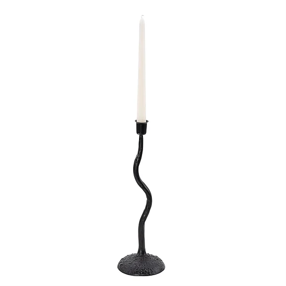 UMA Metal Decorative Candle Holder with Round Base in Black 20622