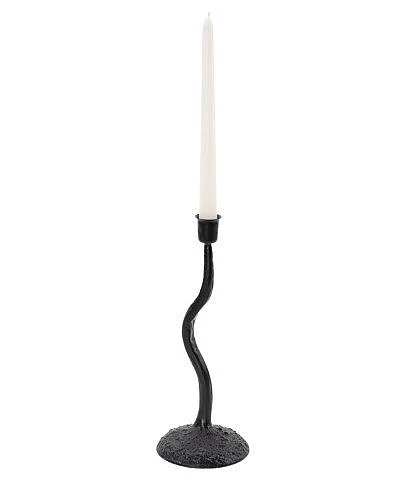 Uma Metal Decorative Candle Holder with Round Base in Black 20623