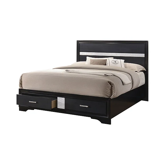 Coaster Furniture Miranda Cal King Storage Bed in Black