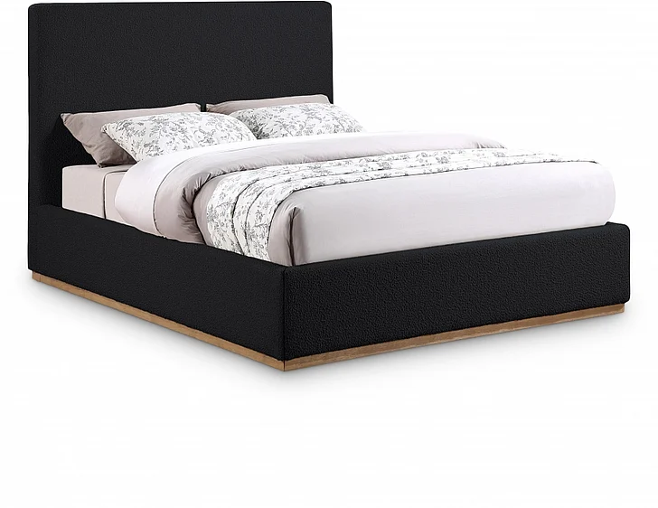 Meridian Monaco Boucle Fabric Full Bed in Black Boucle Fabric MonacoBlack-F