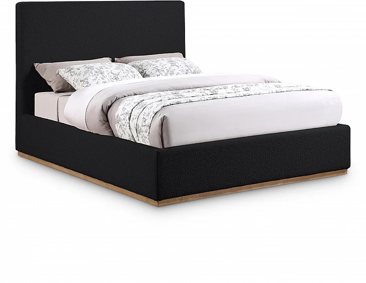 Meridian Monaco Boucle Fabric King Bed in Black Boucle Fabric MonacoBlack-K