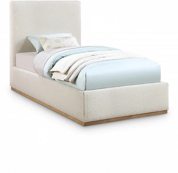 Meridian Monaco Boucle Fabric Twin Bed in Cream Boucle Fabric MonacoCream-T